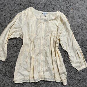 Deadstock Plus Size Cotton Boho Cottage Cote Button Up Shirt 5X